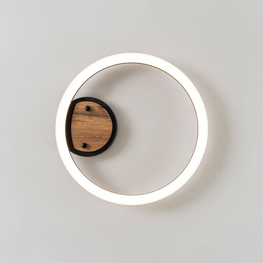 Pendantlightie - Farmhouse 1 - Light Wood Like Circle Led Semi Flush Mount - Semi Flush Mount - Warm White Light - 