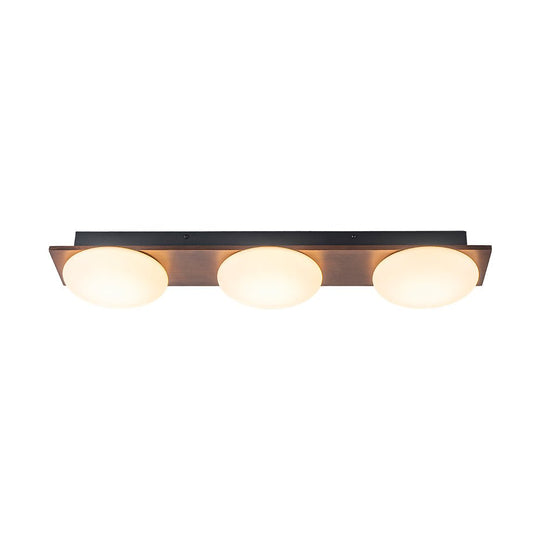 Pendantlightie - Farmhouse 3 - Light Round Wooden Grain LED Semi Flush Mount With Shade - Semi Flush Mount - Walnut Grain - 
