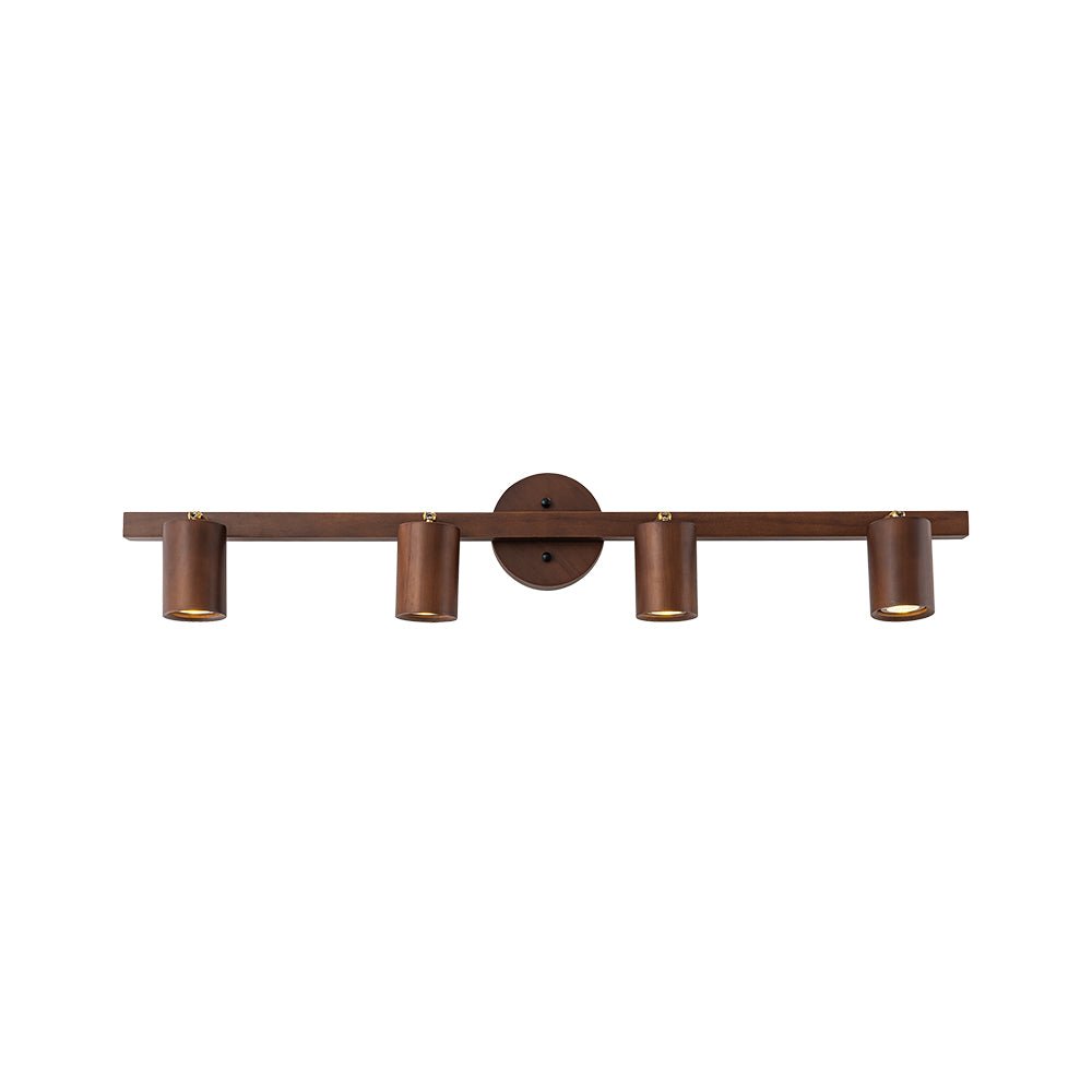 Pendantlightie-Farmhouse 4-Light Linear Wooden Track Ceiling Lighting Rotable Heads-Semi Flush Mount-Walnut-