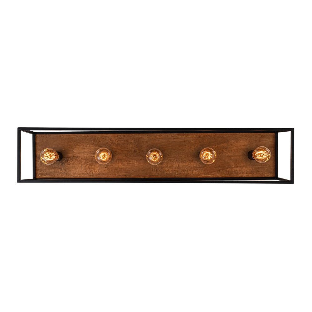 Pendantlightie - Farmhouse 5 - Light Wooden Cage Rectangular Flush Mount - Flush Mount - Black - 