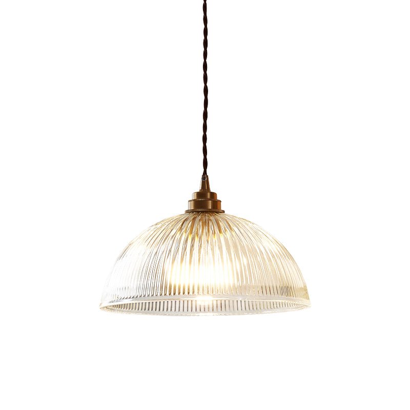 Pendantlightie - Farmhouse Industrial 1 - Light Clear Ribbed Dome Shape Glass Pendant Light - Pendants - Large - 