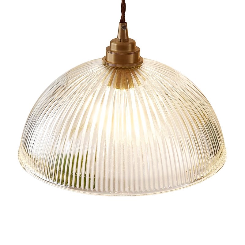 Pendantlightie - Farmhouse Industrial 1 - Light Clear Ribbed Dome Shape Glass Pendant Light - Pendants - Large - 