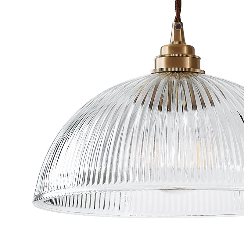 Pendantlightie - Farmhouse Industrial 1 - Light Clear Ribbed Dome Shape Glass Pendant Light - Pendants - Large - 