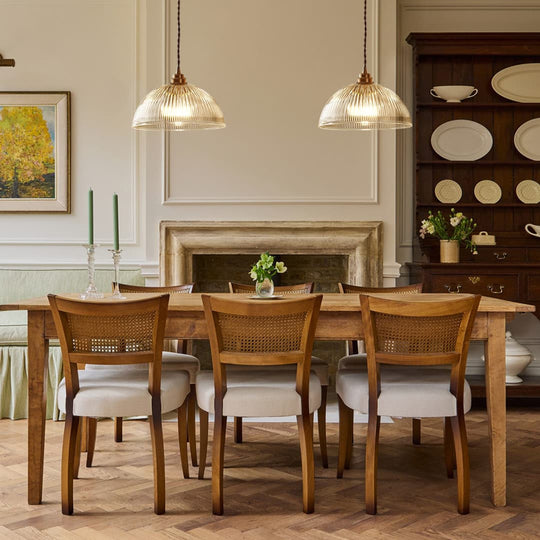 Pendantlightie - Farmhouse Industrial 1 - Light Clear Ribbed Dome Shape Glass Pendant Light - Pendants - Small - 