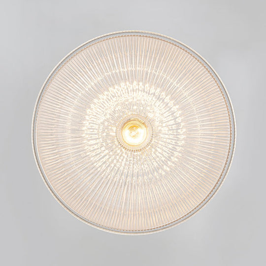 Pendantlightie-Farmhouse Industrial 1-Light Clear Ribbed Dome Shape Glass Pendant Light-Pendants-Small-Green