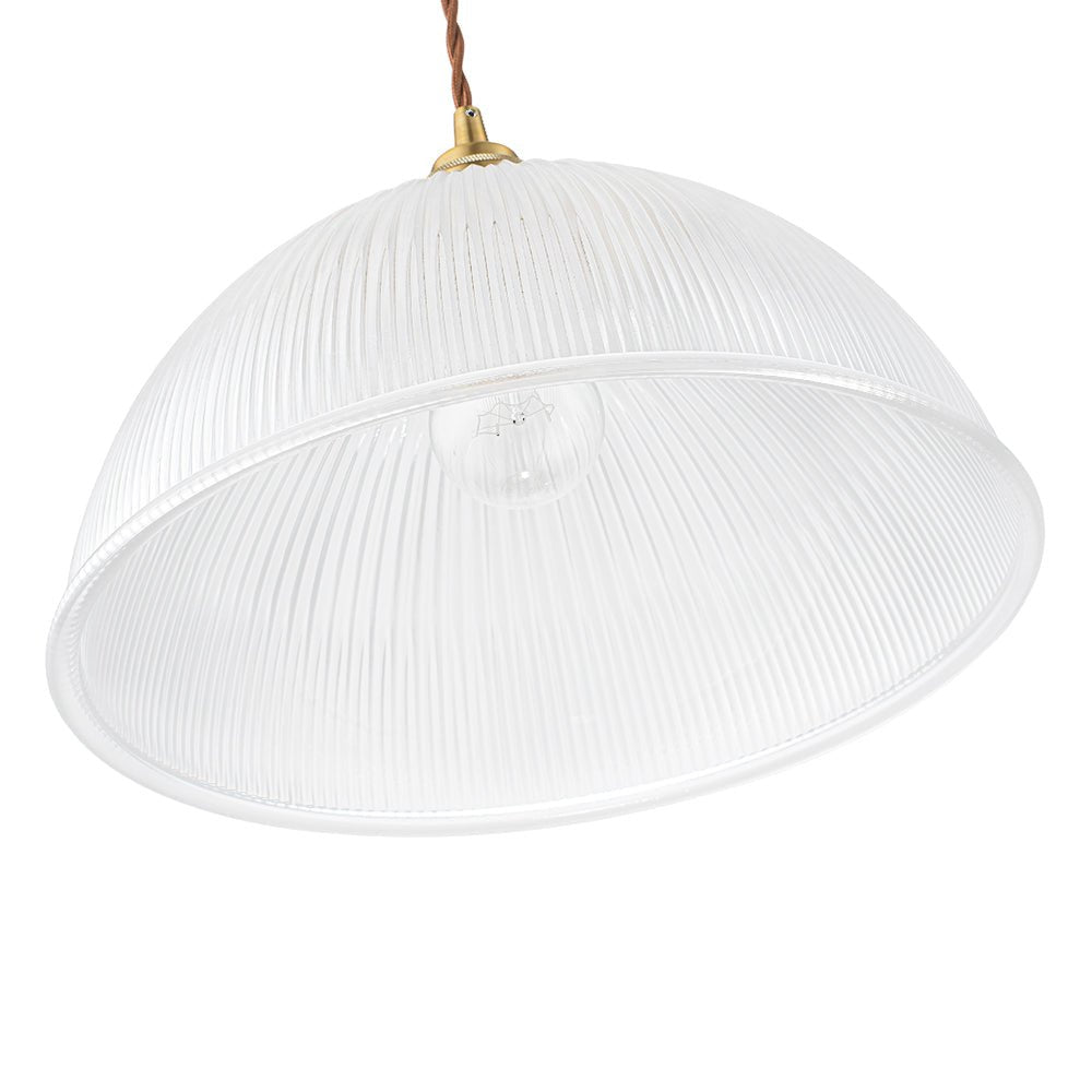 Pendantlightie-Farmhouse Industrial 1-Light Clear Ribbed Dome Shape Glass Pendant Light-Pendants-Small-Green
