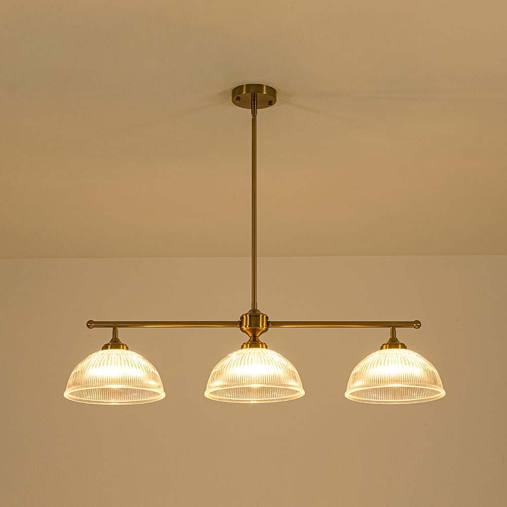 Pendantlightie-Farmhouse Industrial 1-Light Clear Ribbed Dome Shape Glass Pendant Light-Pendants-Small-Green