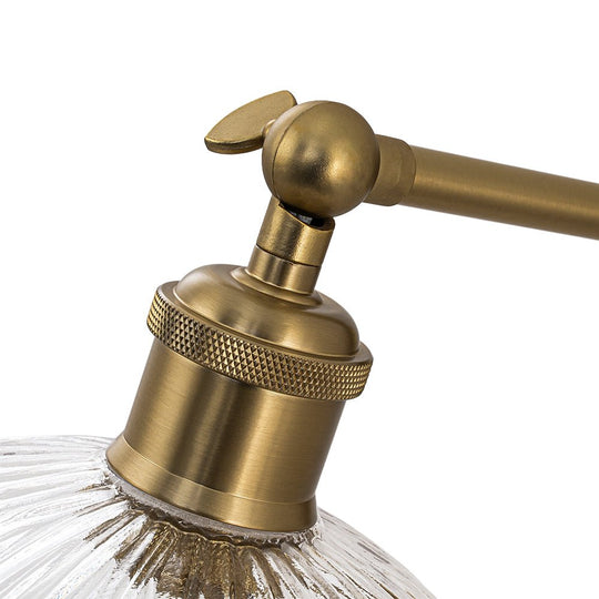 Pendantlightie-Farmhouse Industrial 1-Light Clear Ribbed Dome Shaped Glass Wall Light-Wall Light-Brass-