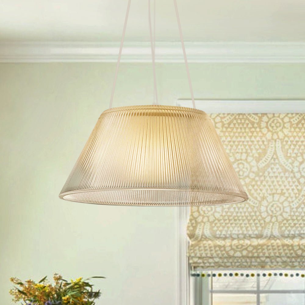 Pendantlightie - Farmhouse Industrial 1 - Light Clear Ribbed Drum Shape Glass Pendant Light - Pendants - Medium - 