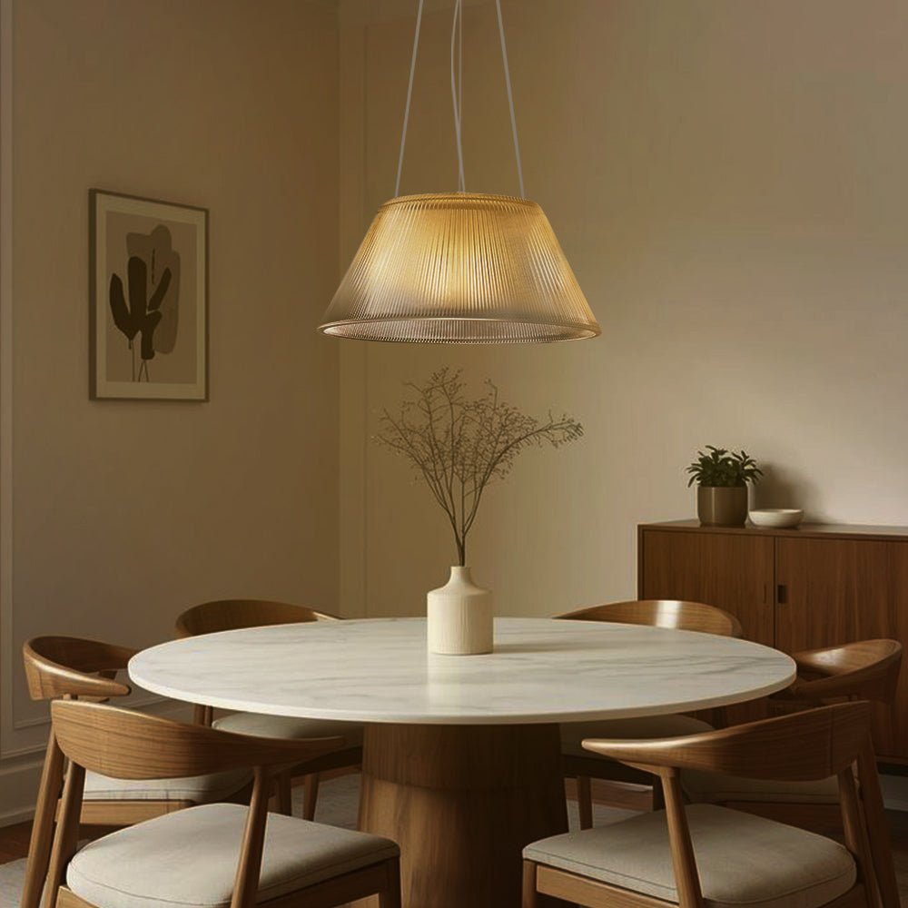 Pendantlightie - Farmhouse Industrial 1 - Light Clear Ribbed Drum Shape Glass Pendant Light - Pendants - Medium - 