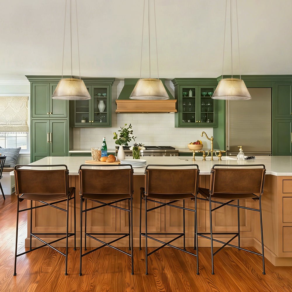 Pendantlightie - Farmhouse Industrial 1 - Light Clear Ribbed Drum Shape Glass Pendant Light - Pendants - Medium - 