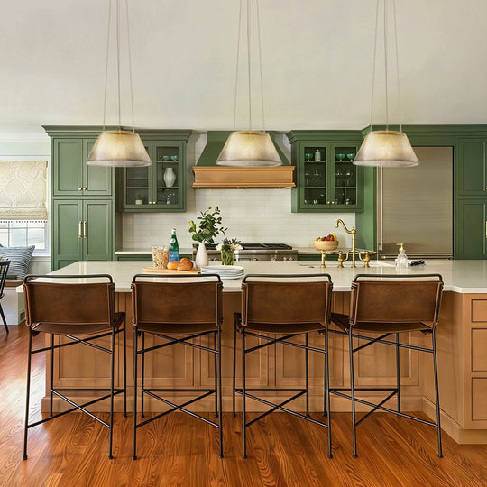 Pendantlightie - Farmhouse Industrial 1 - Light Clear Ribbed Drum Shape Glass Pendant Light - Pendants - Medium - 