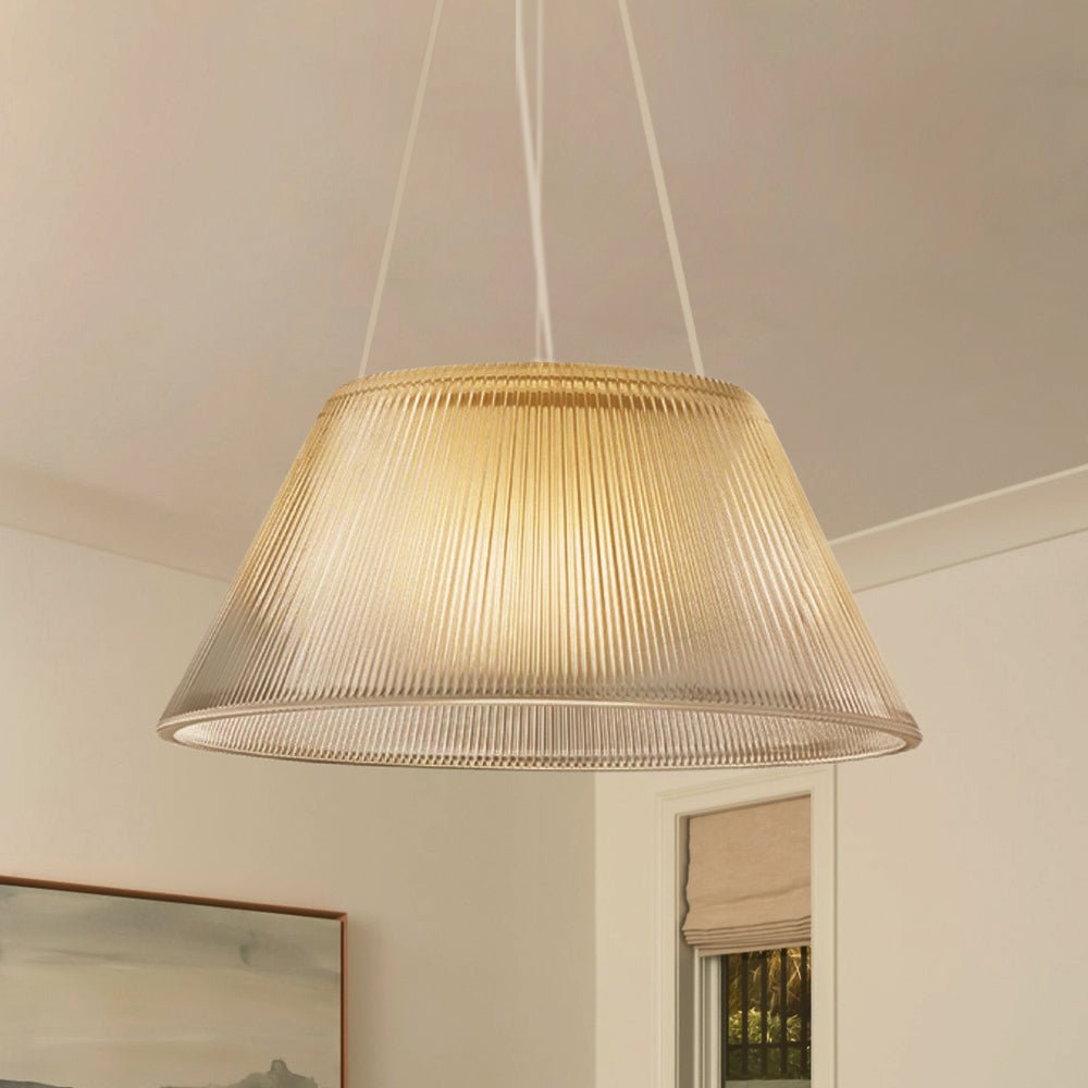 Pendantlightie - Farmhouse Industrial 1 - Light Clear Ribbed Drum Shape Glass Pendant Light - Pendants - Small - 
