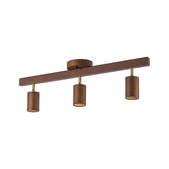 Pendantlightie-Farmhouse Linear Wooden Track Ceiling Lighting Rotable Heads-Semi Flush Mount-Walnut-4Lt