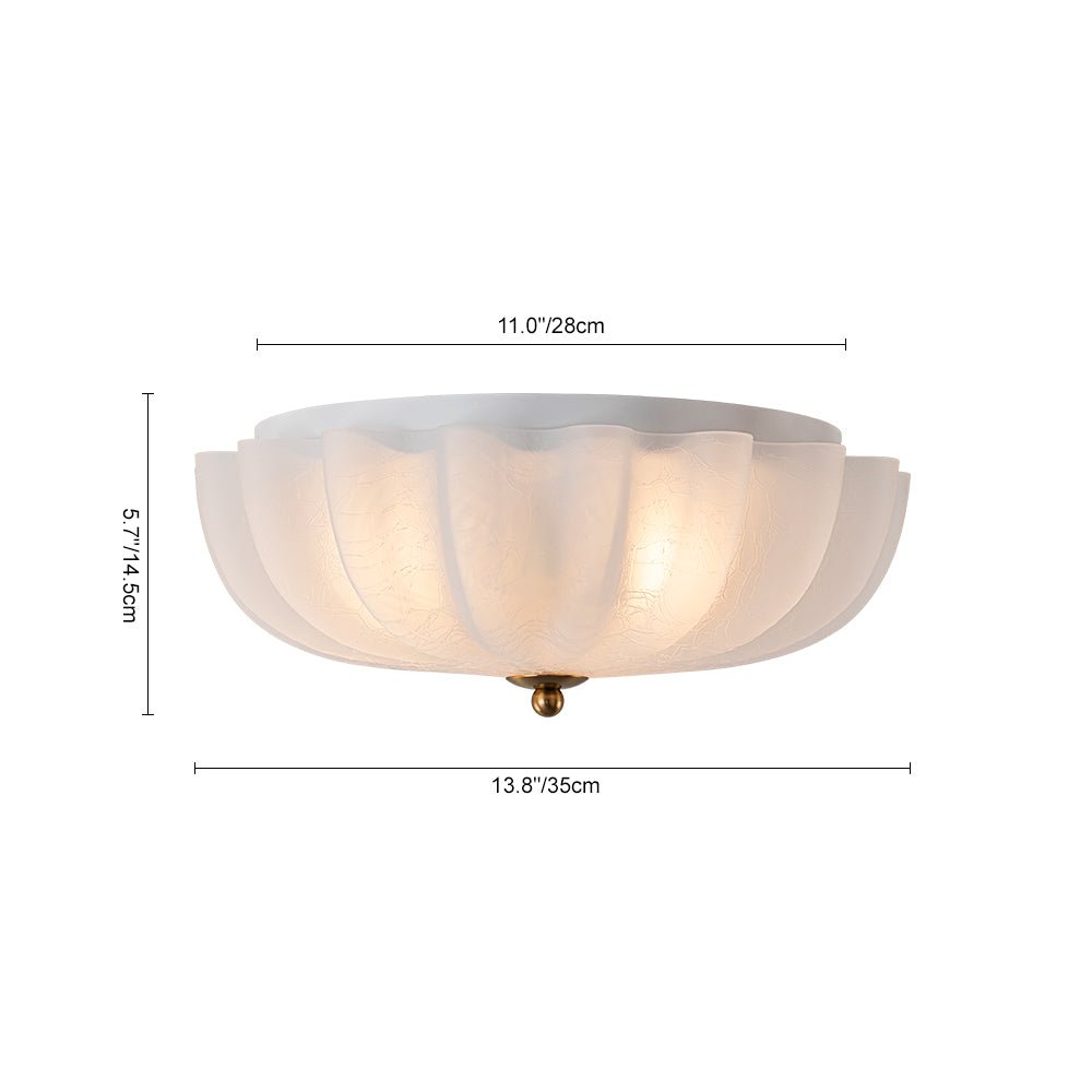 Pendantlightie - French Country 3 - Light Floral Cream Crackled Scalloped Semi Flush Mount - Semi Flush Mount - Clear - 