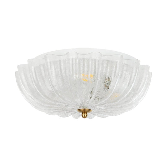 Pendantlightie - French Country 3 - Light Floral Cream Crackled Scalloped Semi Flush Mount - Semi Flush Mount - Clear - 