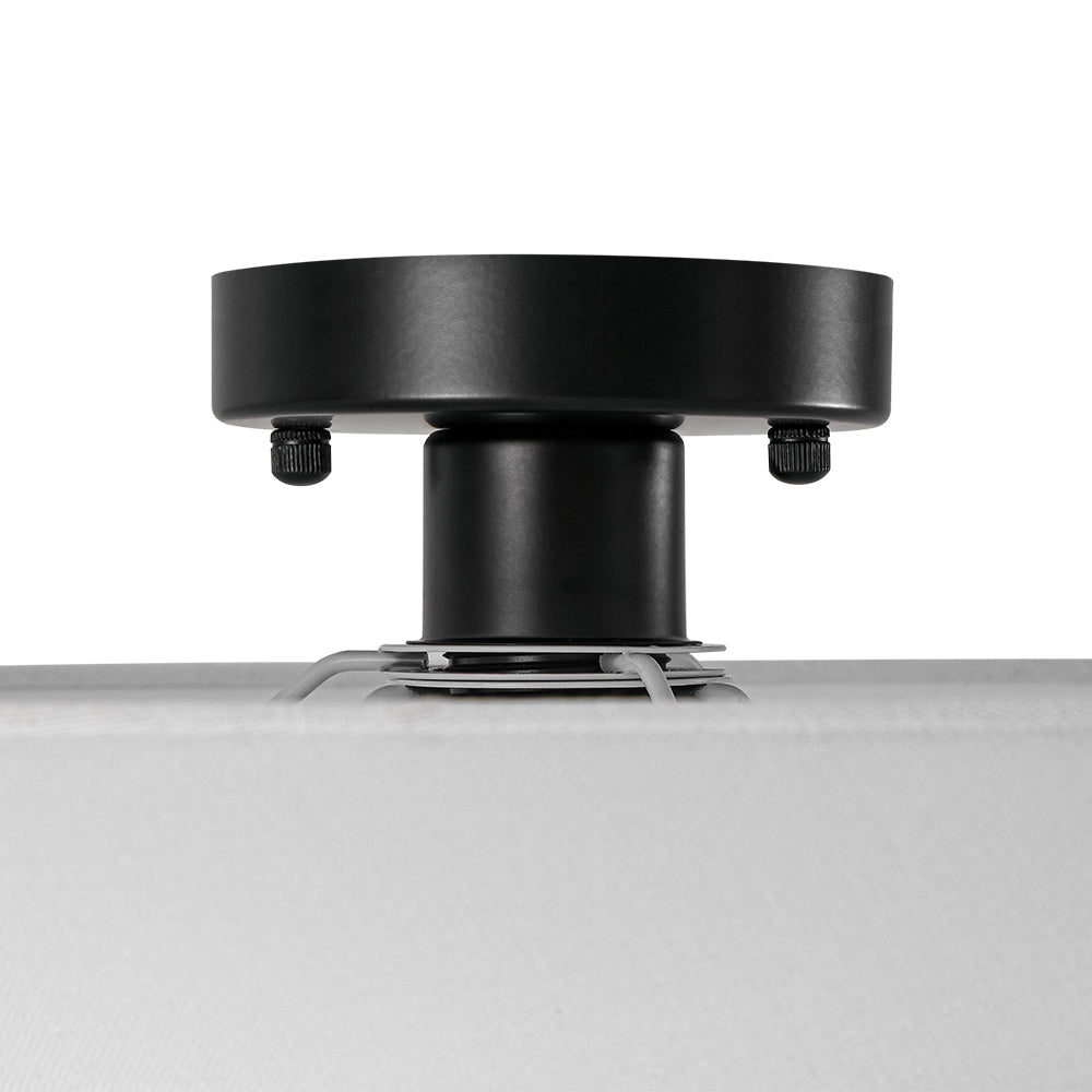 Pendantlightie - French Medieval 1 - Light Gull Linen Tiered Tapered Fabric Ceiling Light - Semi Flush Mount - Black - 