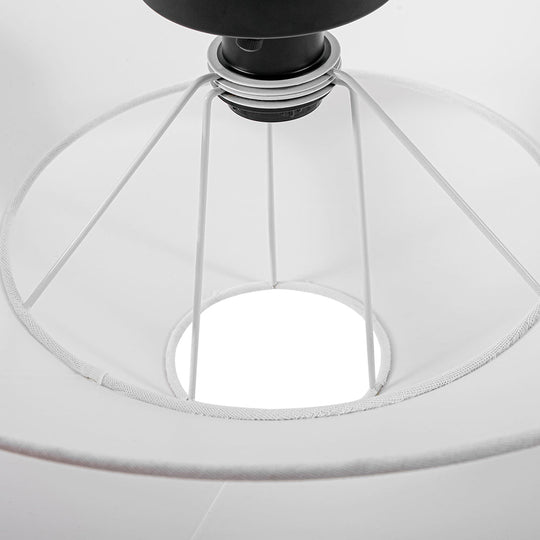 Pendantlightie - French Medieval 1 - Light Gull Linen Tiered Tapered Fabric Ceiling Light - Semi Flush Mount - Black - 
