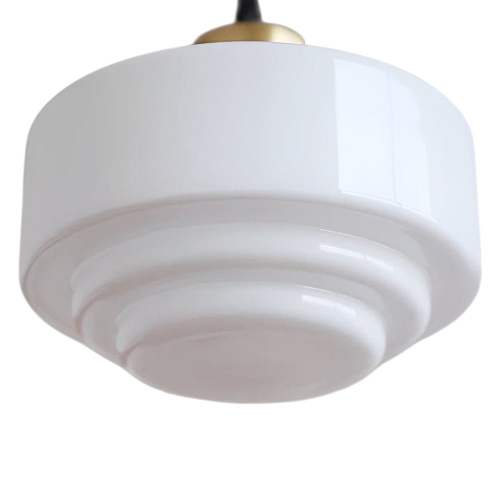 Pendantlightie - French Vintage 1 - Light Milky White Schoolhouse Drum Glass Pendant - Pendants - Medium - 