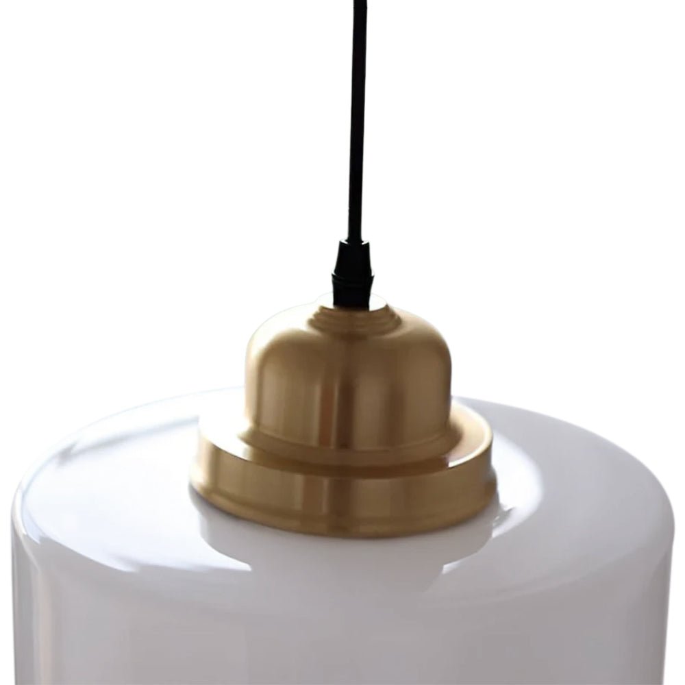 Pendantlightie - French Vintage 1 - Light Milky White Schoolhouse Drum Glass Pendant - Pendants - Medium - 