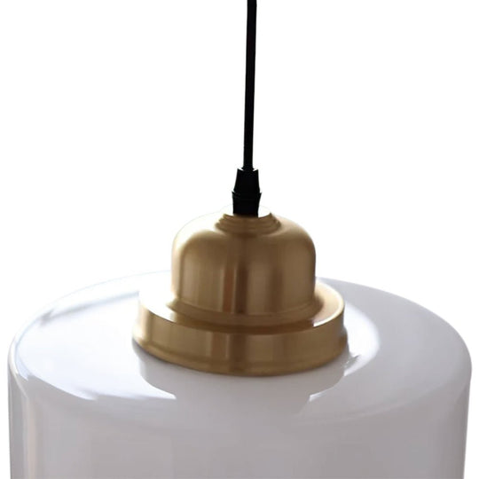 Pendantlightie - French Vintage 1 - Light Milky White Schoolhouse Drum Glass Pendant - Pendants - Medium - 