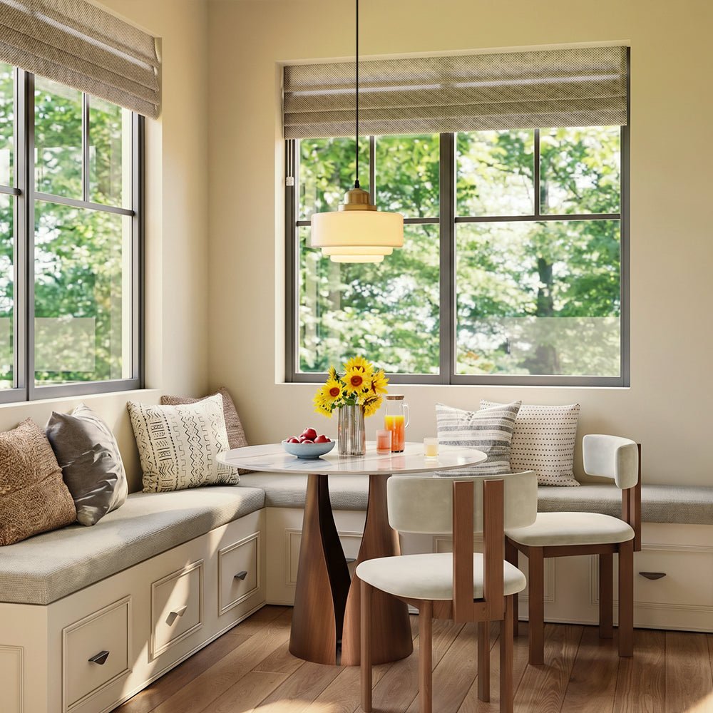 Pendantlightie - French Vintage 1 - Light Milky White Schoolhouse Drum Glass Pendant - Pendants - Small - 