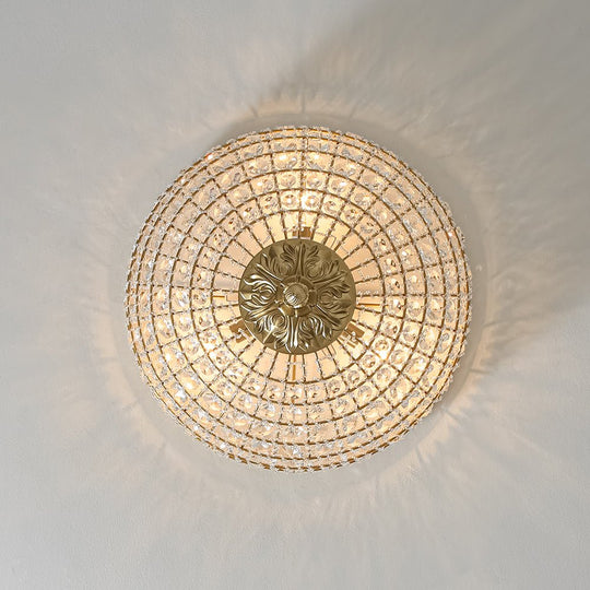 Pendantlightie - French Vintage 3 - Light Antique Bowl Crystal Flush Mount - Flush Mount - Brass - 