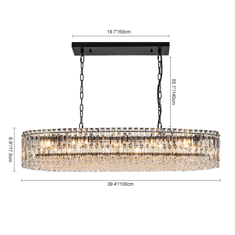 Pendantlightie - Glam 10 - Light Oversized Island Oval Chandeliers With Crystal Accents - Chandeliers - Chrome - 