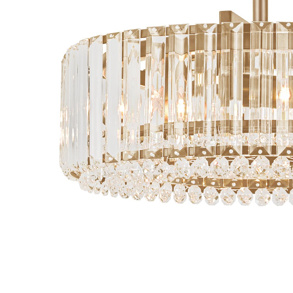 Pendantlightie - Glam Luxury 4 - Light Drum Crystal Accents Semi Ceiling Light - Semi Flush Mount - Black - 