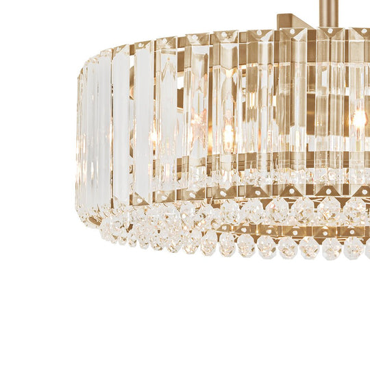 Pendantlightie - Glam Luxury 4 - Light Drum Crystal Accents Semi Ceiling Light - Semi Flush Mount - Black - 
