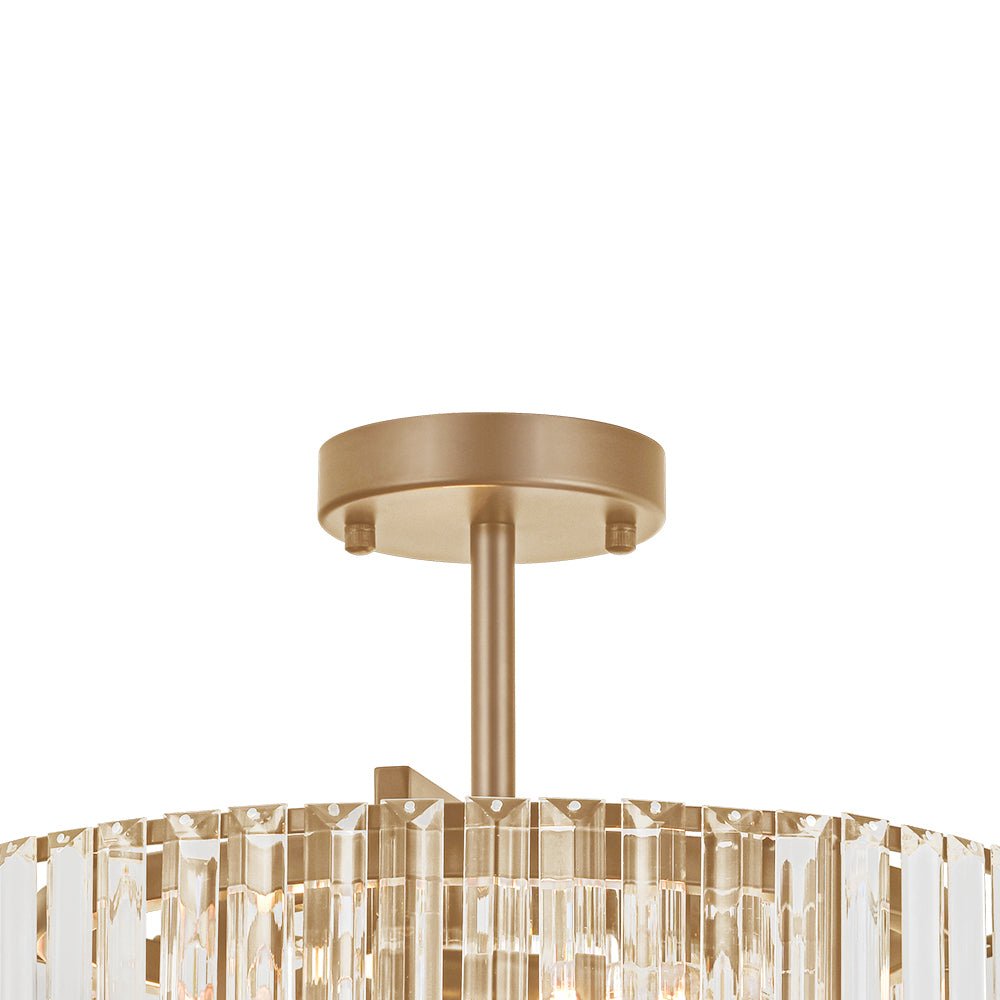 Pendantlightie - Glam Luxury 4 - Light Drum Crystal Accents Semi Ceiling Light - Semi Flush Mount - Black - 