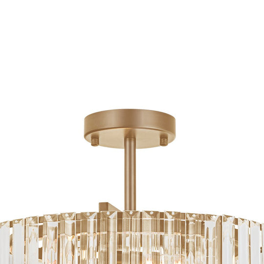 Pendantlightie - Glam Luxury 4 - Light Drum Crystal Accents Semi Ceiling Light - Semi Flush Mount - Black - 