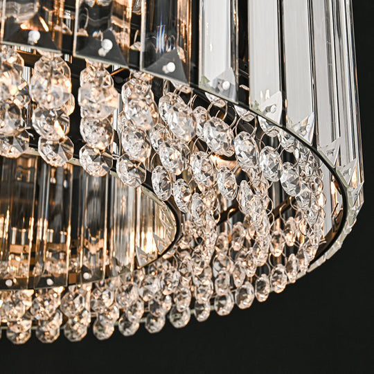 Pendantlightie - Glam Luxury 4 - Light Drum Crystal Accents Semi Ceiling Light - Semi Flush Mount - Black - 