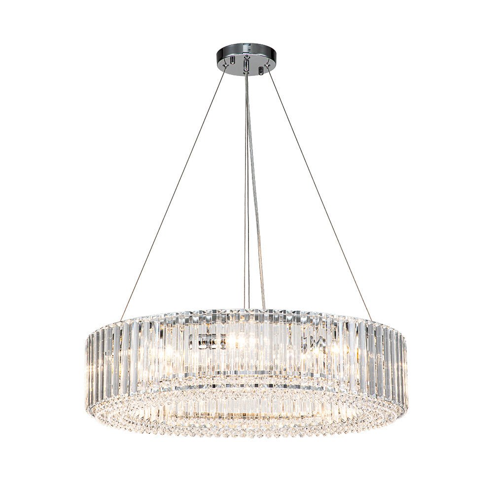 Pendantlightie - Glam Luxury 8 - Light Round Shape Drum Crystal Chandelier - Chandeliers - Chrome - 