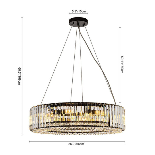 Pendantlightie - Glam Luxury 8 - Light Round Shape Drum Crystal Chandelier - Chandeliers - Chrome - 