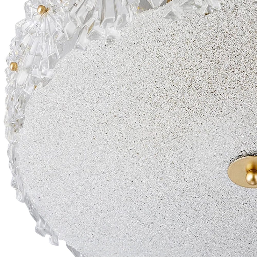 Pendantlightie - Glam Textured Glass Snowflake Round Drum Crystal Semi Ceiling Light - Semi Flush Mount - Medium (50 CM) - 
