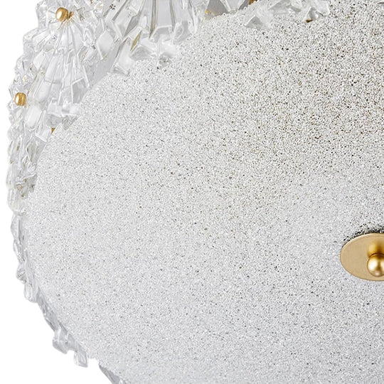 Pendantlightie - Glam Textured Glass Snowflake Round Drum Crystal Semi Ceiling Light - Semi Flush Mount - Medium (50 CM) - 