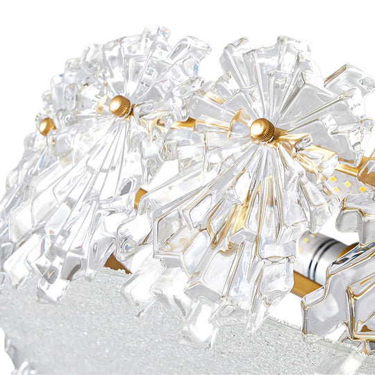Pendantlightie - Glam Textured Glass Snowflake Round Drum Crystal Semi Ceiling Light - Semi Flush Mount - Medium (50 CM) - 
