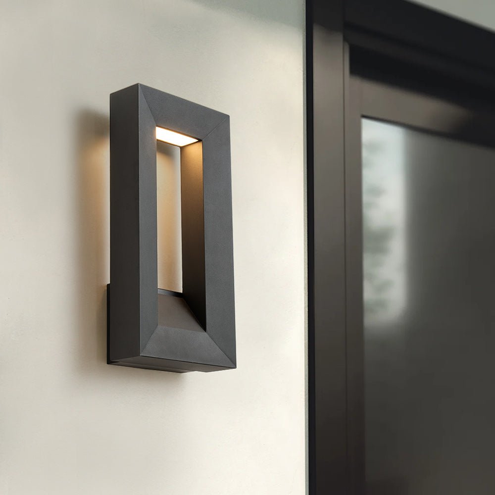 Pendantlightie - Hollow Design Outdoor Geometric Rectangular Led Wall Light - Outdoor Wall Light - Black - 