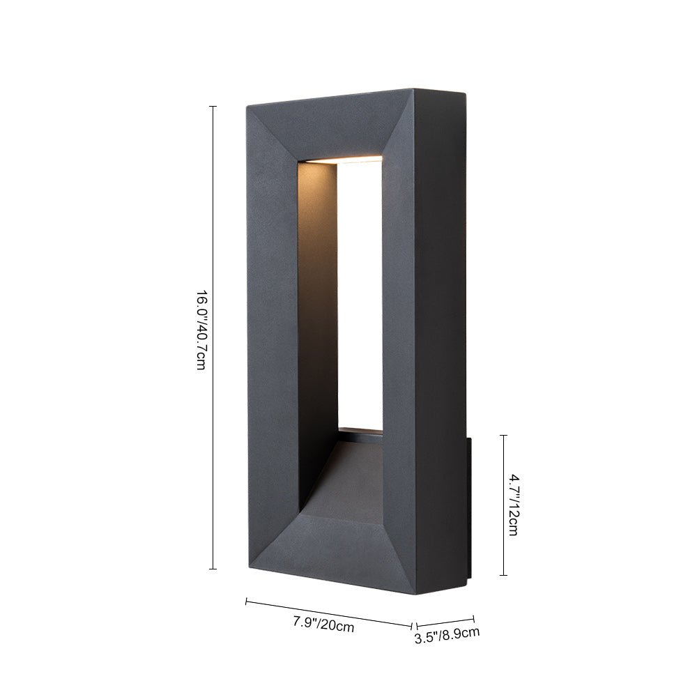 Pendantlightie - Hollow Design Outdoor Geometric Rectangular Led Wall Light - Outdoor Wall Light - Black - 