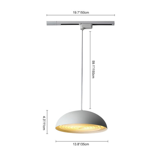 Pendantlightie-Industrial 1-Light Adjustable Movable Track Arm Dome Light-Pendants-White-