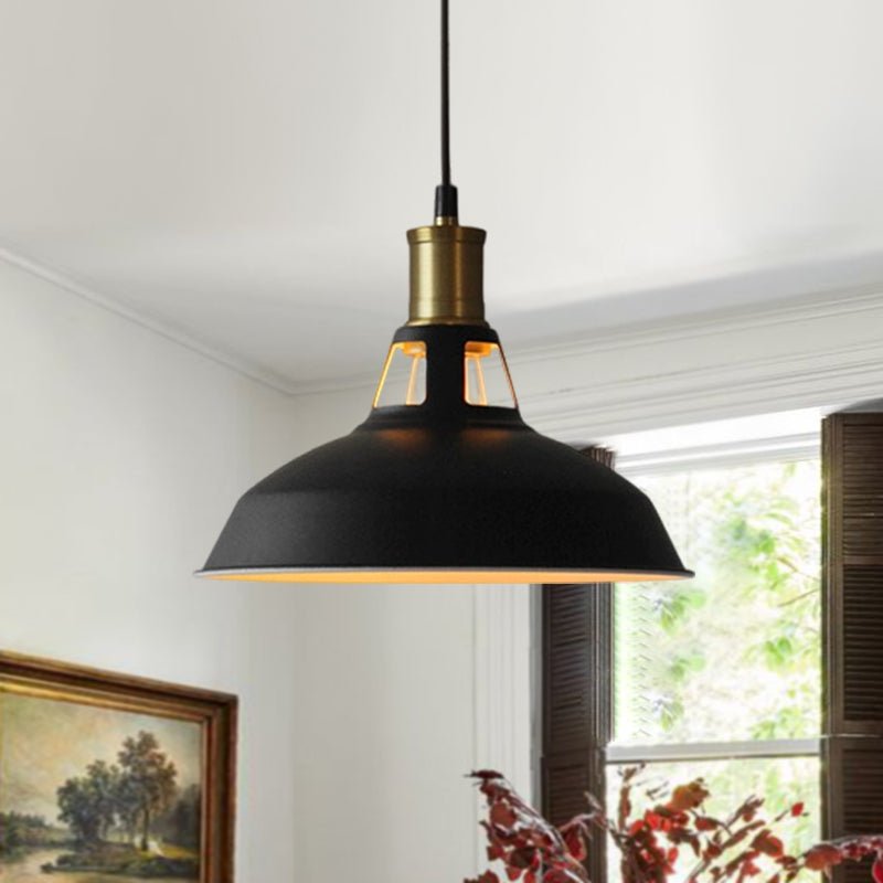 Pendantlightie - Industrial 1 - Light Barn Single Dome Metal Pendant Light - Pendants - Black - 