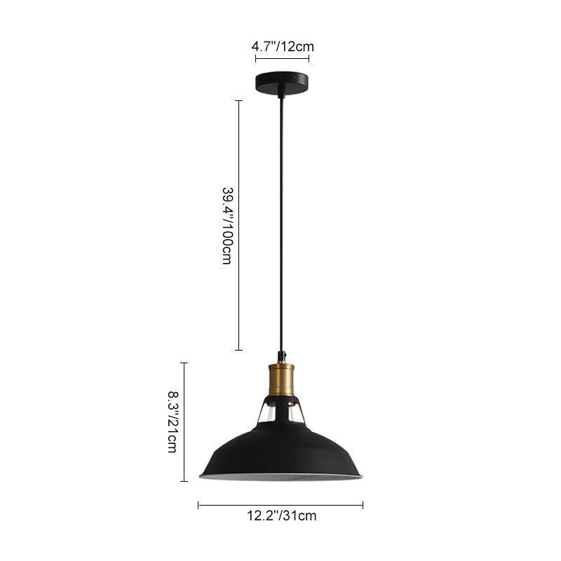 Pendantlightie-Industrial 1-Light Barn Single Dome Metal Pendant Light-Pendants-White-