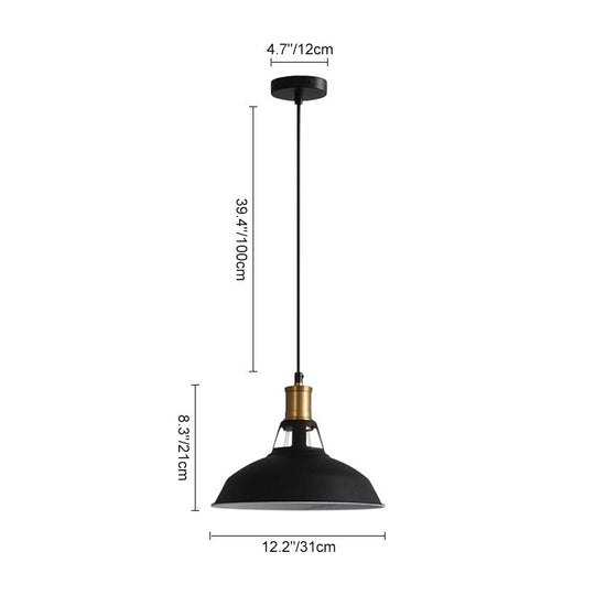 Pendantlightie-Industrial 1-Light Barn Single Dome Metal Pendant Light-Pendants-White-