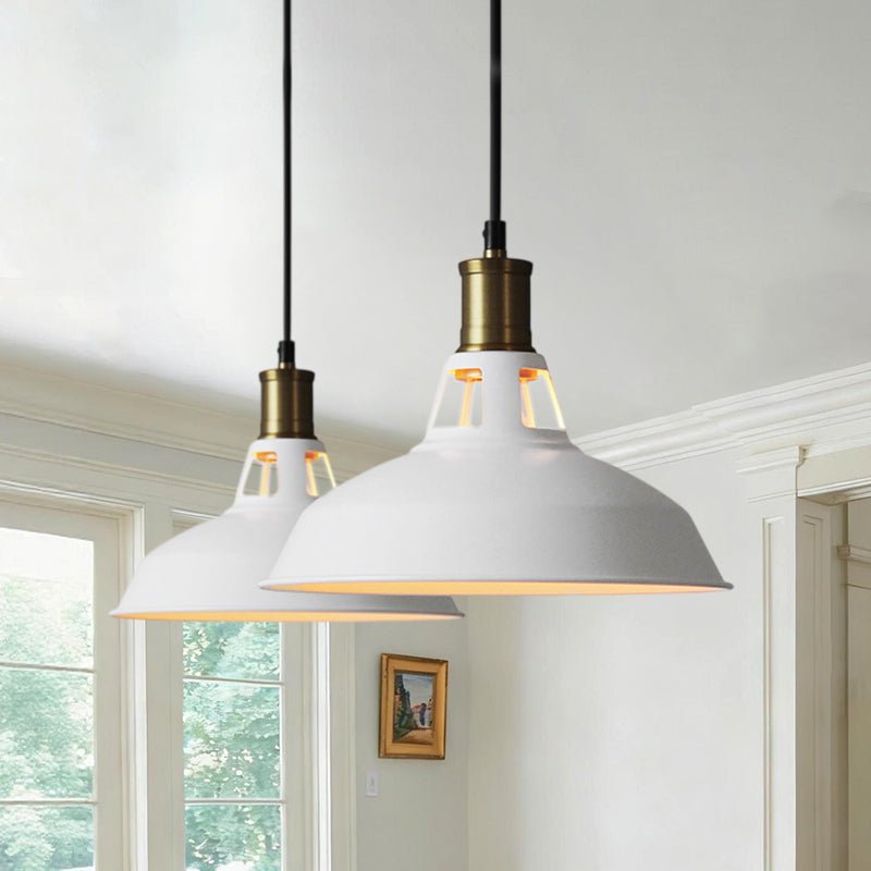 Pendantlightie - Industrial 1 - Light Barn Single Dome Metal Pendant Light - Pendants - White - 