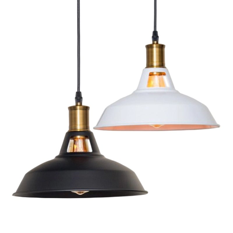 Pendantlightie - Industrial 1 - Light Barn Single Dome Metal Pendant Light - Pendants - White - 