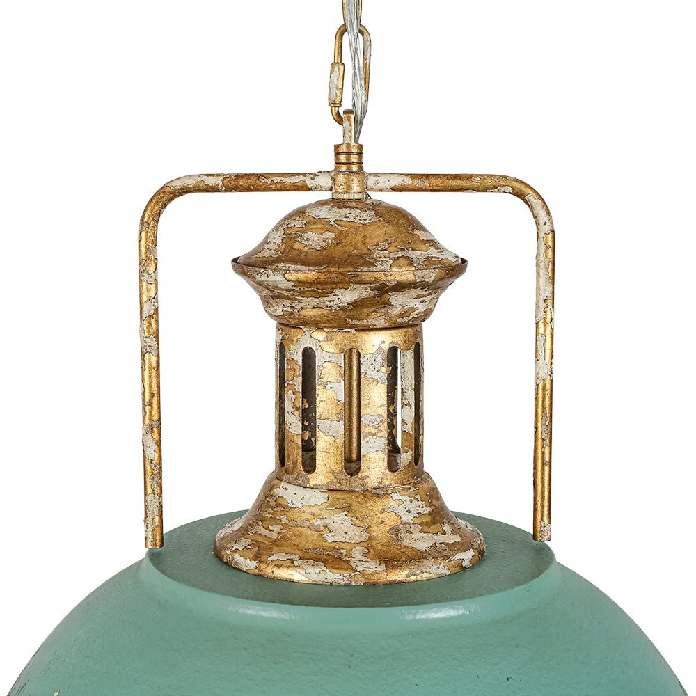 Pendantlightie-Industrial 1-Light Handmade Peeling Paint Metal Dome Pendant Light-Pendants-Green-