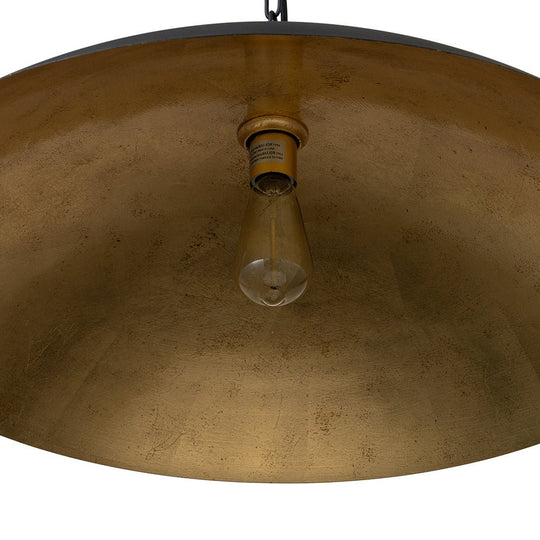 Pendantlightie-Industrial 1-Light Oversized Flat Metal Dome Pendant Light-Pendants-Black-