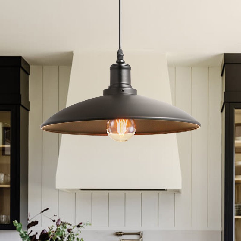 Pendantlightie - Industrial 1 - Light Single Cone Metal Pendant Light - Pendants - Black - 