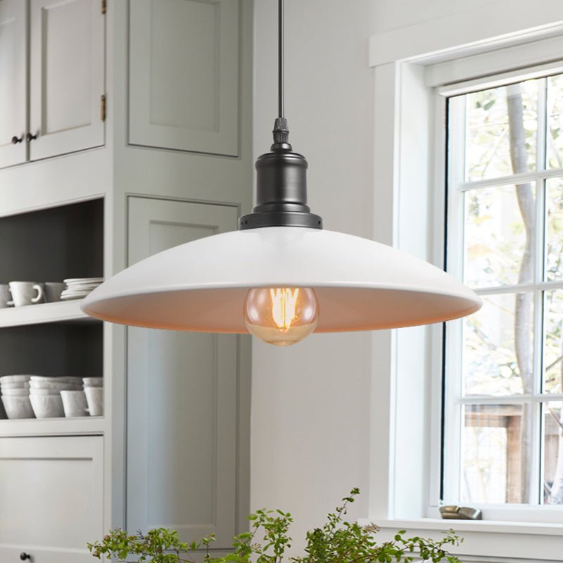 Pendantlightie - Industrial 1 - Light Single Cone Metal Pendant Light - Pendants - White - 